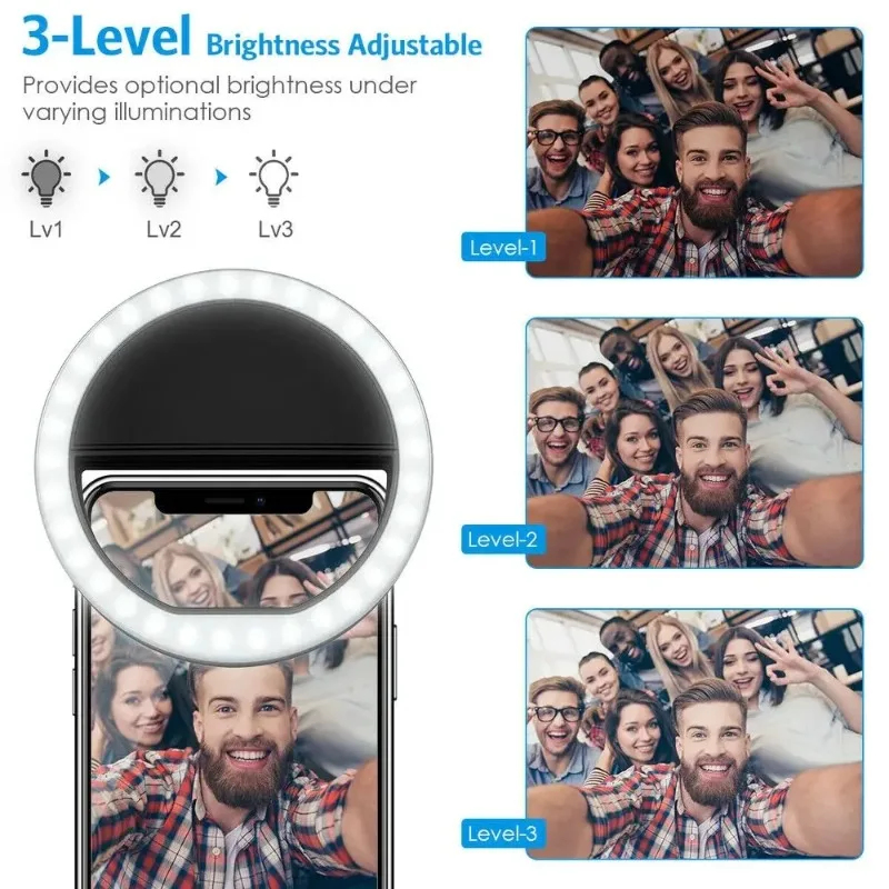 Clip-On LED Selfie Ring Light, - Photography Lighting Professional avis et prix