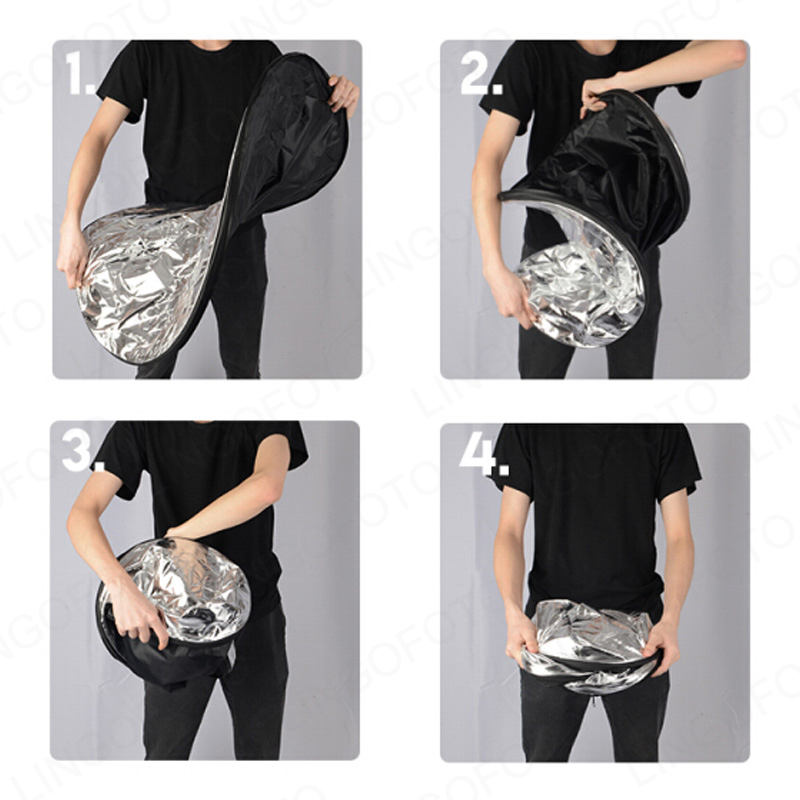 2 in 1 , 40cm Collapsible Roun - Reflector Disc Silver avis et prix