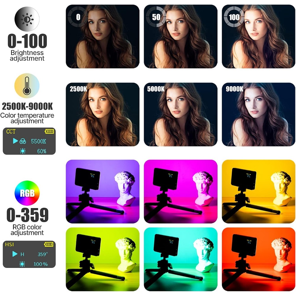 RGB LED Camera Light Panel: 0- - Photography Lighting Brands avis et prix